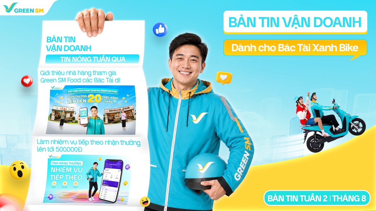 Bản Tin Vận Doanh Green SM Bike Tuần 2 Tháng 8 - Cập Nhật Tin Mới Dành Cho Bác Tài Xanh