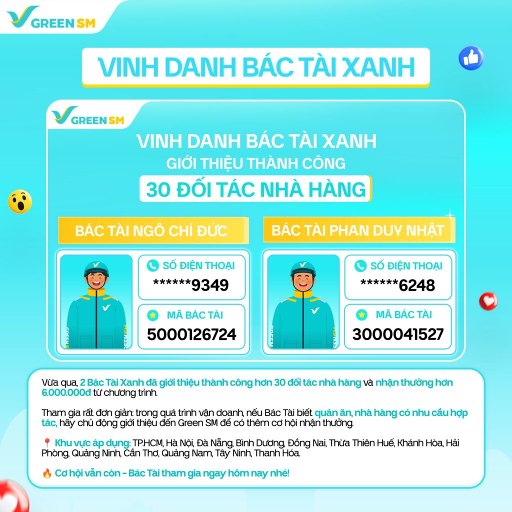 1. Tăng thu nhập từ chương trình Giới thiệu đối tác nhà hàng tham gia Green SM Food 