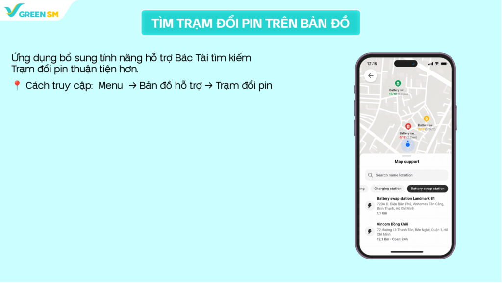 TÌM TRẠM ĐỔI PIN TRÊN BẢN ĐỒ