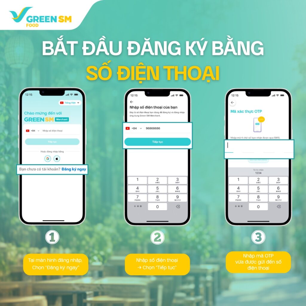 hướng dẫn chủ Quán mới tải ứng dụng Green SM Merchant