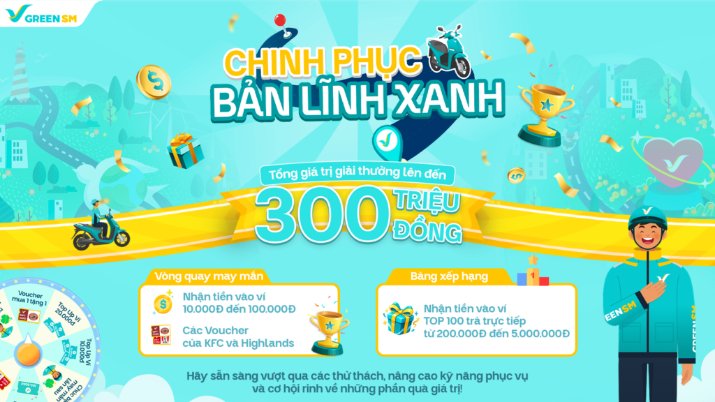hệ thống giải thưởng trò chơi: “Chinh phục Bản Lĩnh Xanh” dành riêng cho Bác Tài Xanh Bike