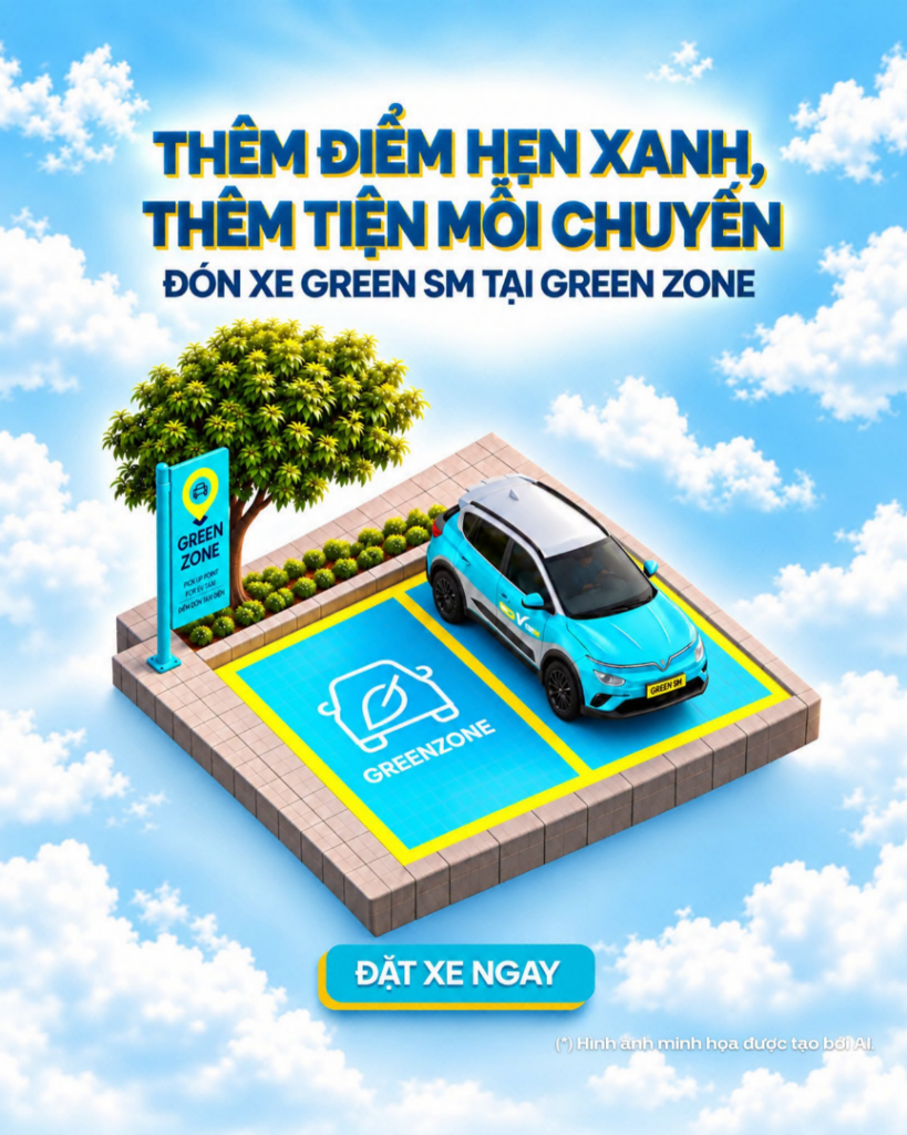 Green Zone là khu vực đón taxi điện với hệ thống nhận diện riêng