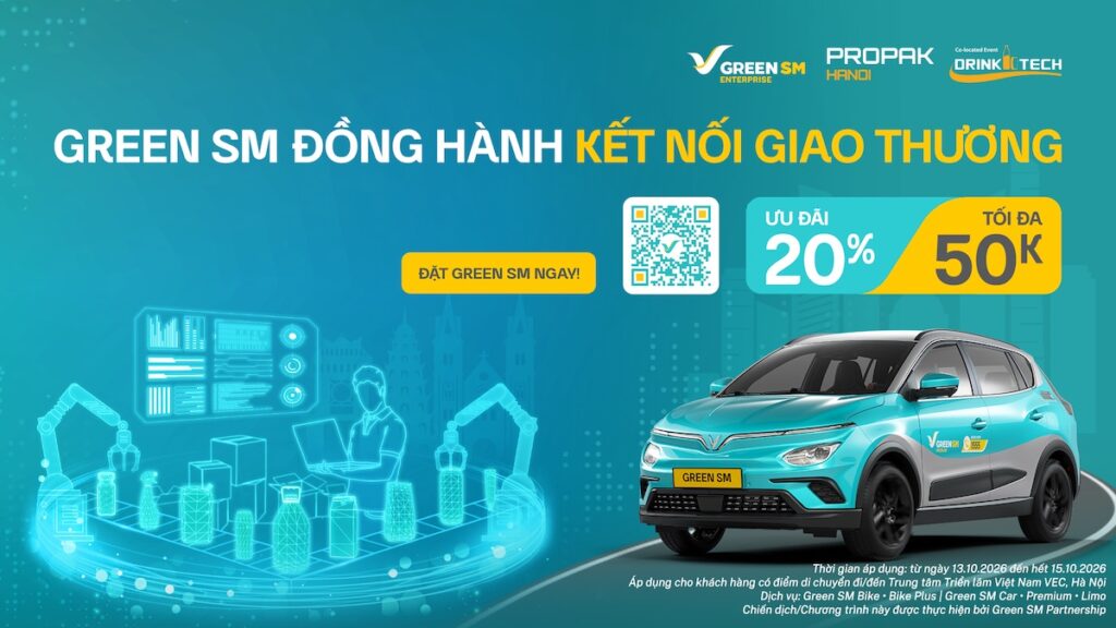 Green SM x ProPak Hanoi 2026 - Đến triển lãm, di chuyển xanh cùng Green SM