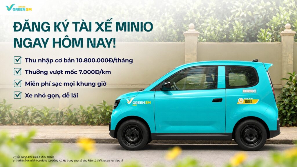 Chính sách tuyển dụng Tài Xế Minio của Green SM
